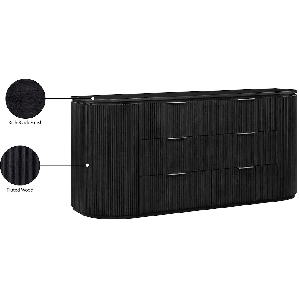Astrid Black Solid Wood And Oak Veneer Dresser. Picture 12