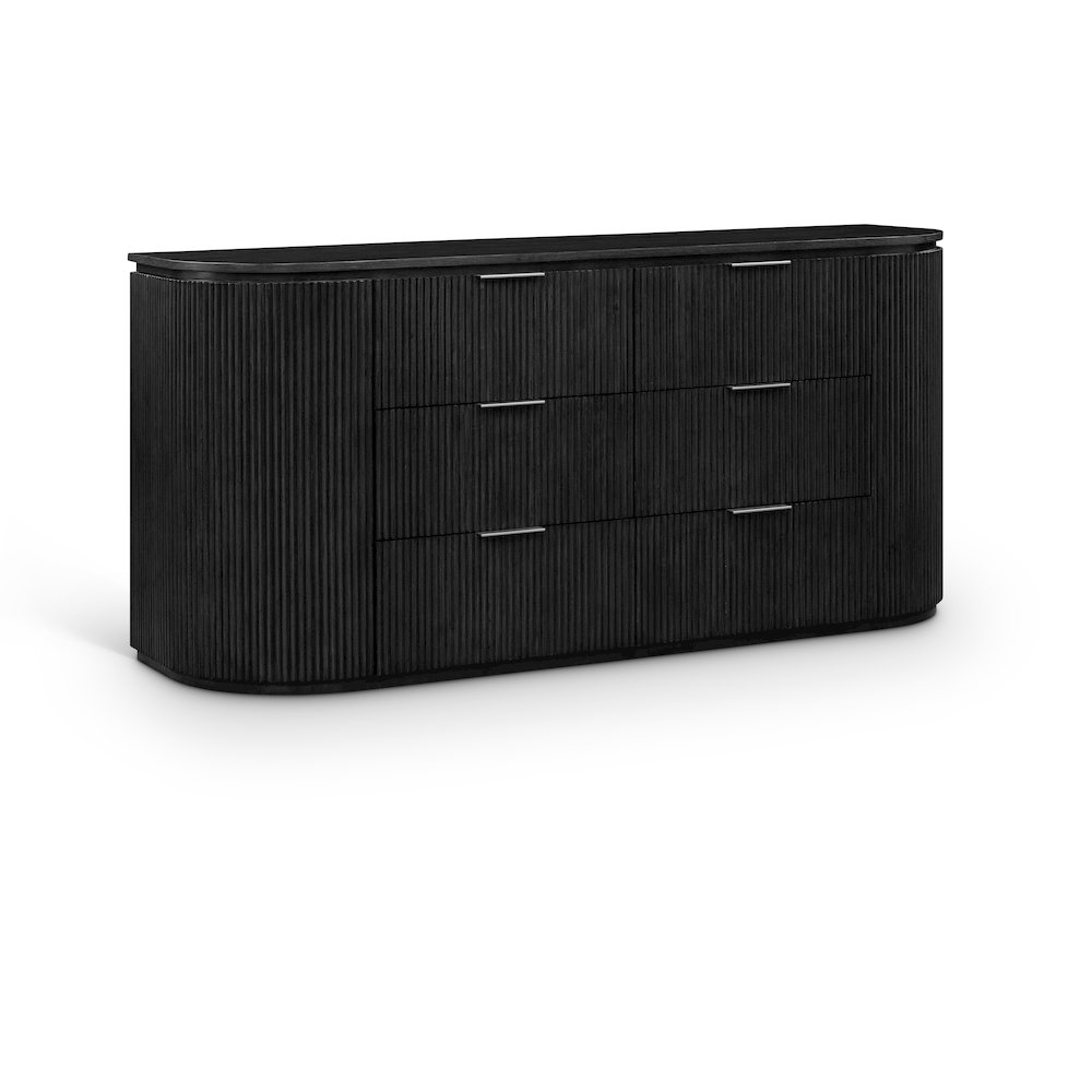 Astrid Black Solid Wood And Oak Veneer Dresser. Picture 1