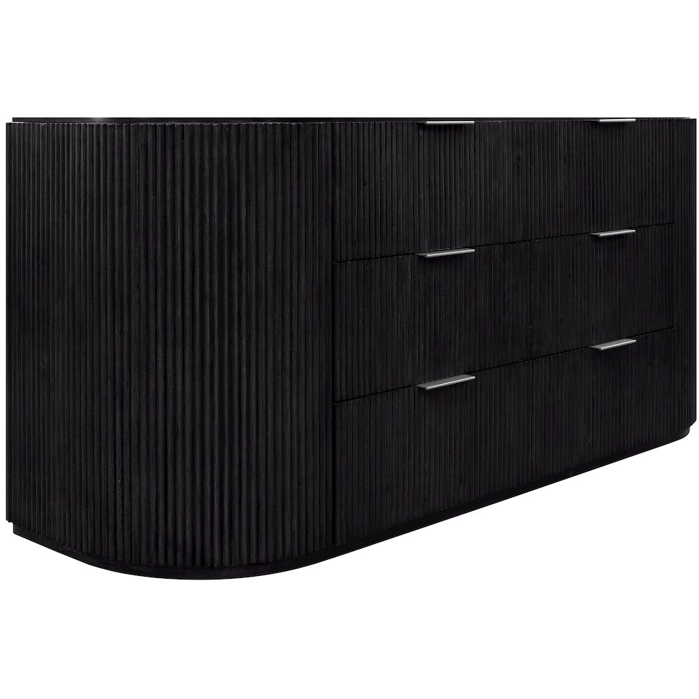Astrid Black Solid Wood And Oak Veneer Dresser. Picture 10