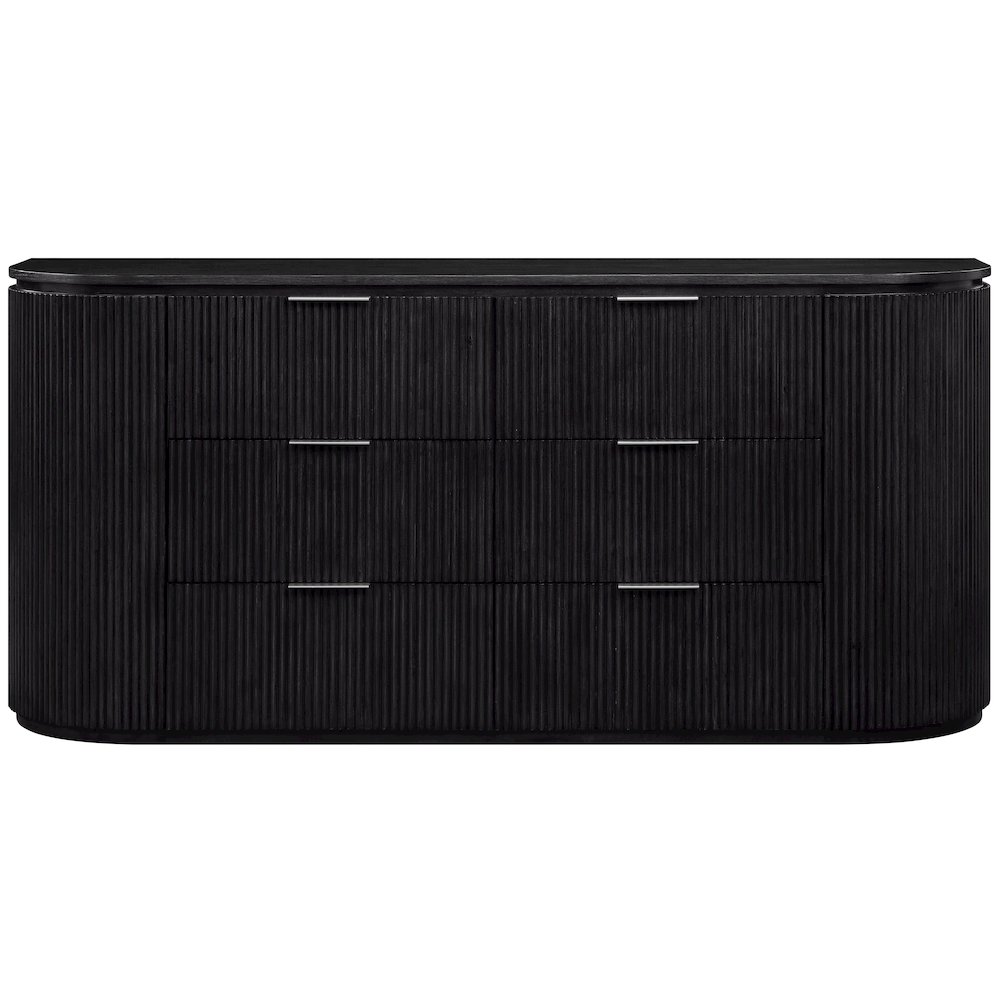 Astrid Black Solid Wood And Oak Veneer Dresser. Picture 2
