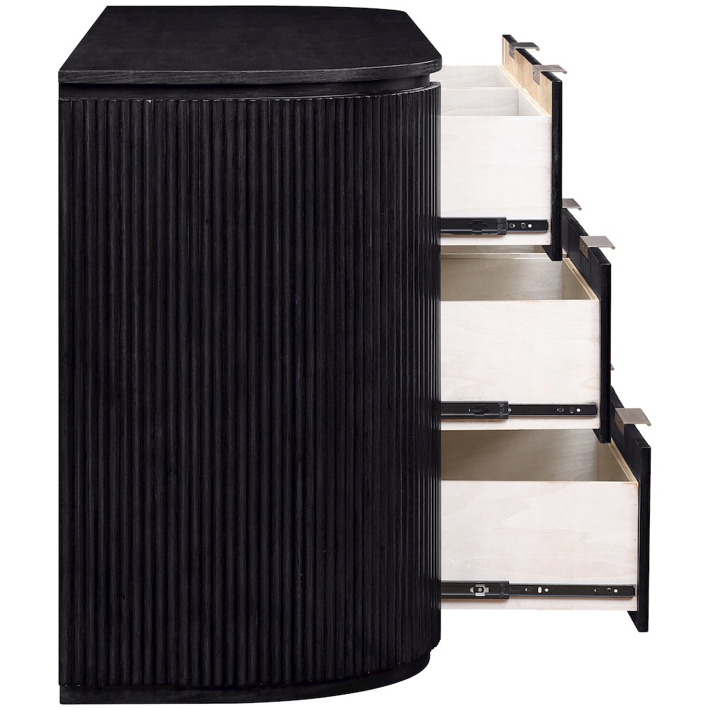 Astrid Black Solid Wood And Oak Veneer Dresser. Picture 4