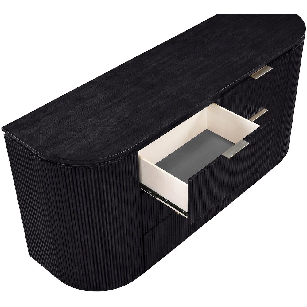 Astrid Black Solid Wood And Oak Veneer Dresser. Picture 5