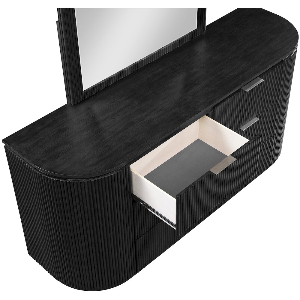 Astrid Black Solid Wood And Oak Veneer Dresser. Picture 6