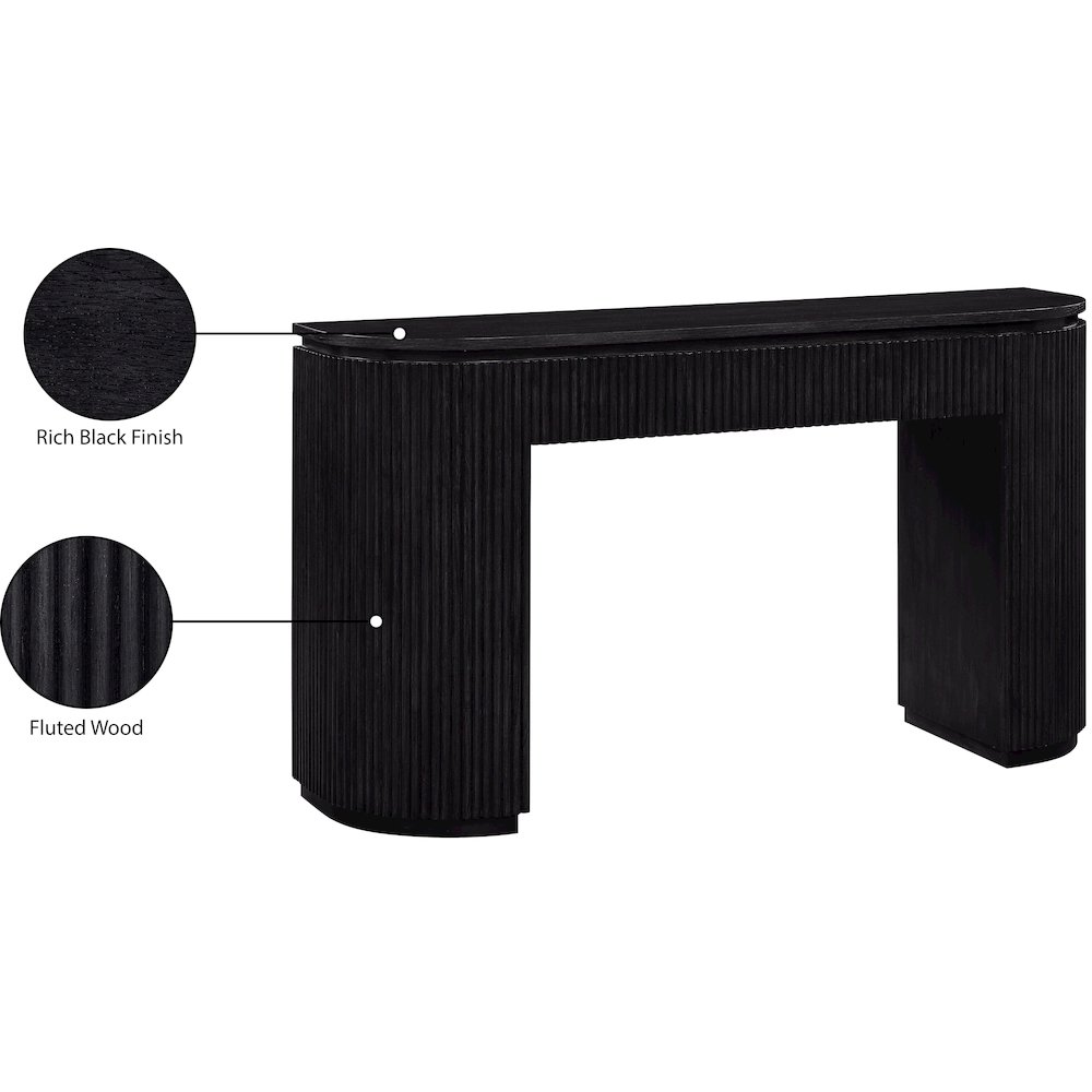 Astrid Black Solid Wood And Oak Veneer Console Table. Picture 11