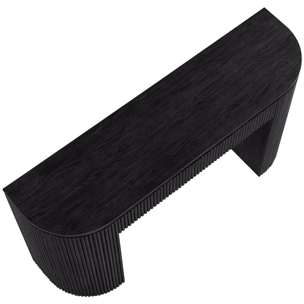 Astrid Black Solid Wood And Oak Veneer Console Table. Picture 5