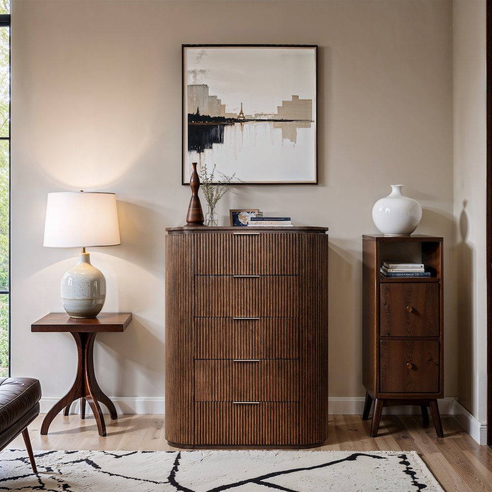 Astrid Brown Solid Wood And Oak Veneer Chest. Picture 7