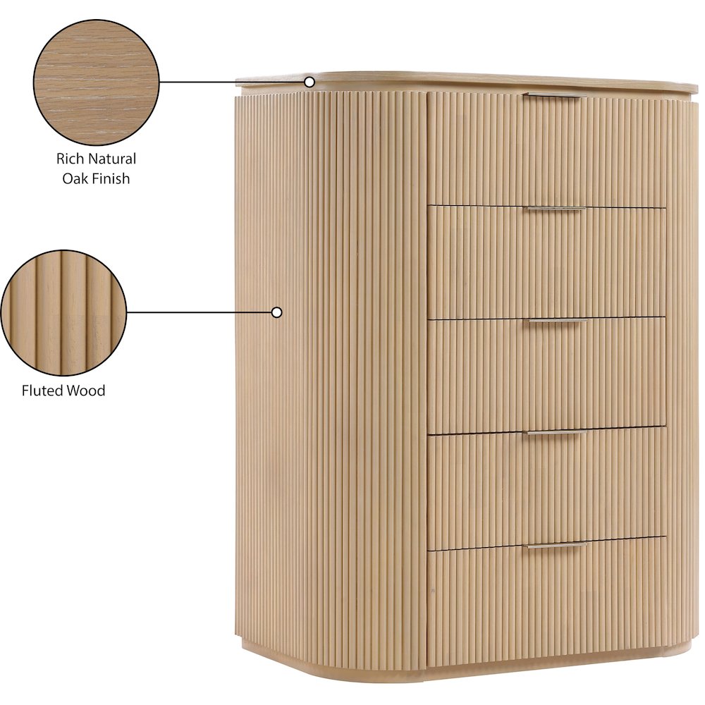 Astrid Natural Solid Wood And Oak Veneer Chest. Picture 13