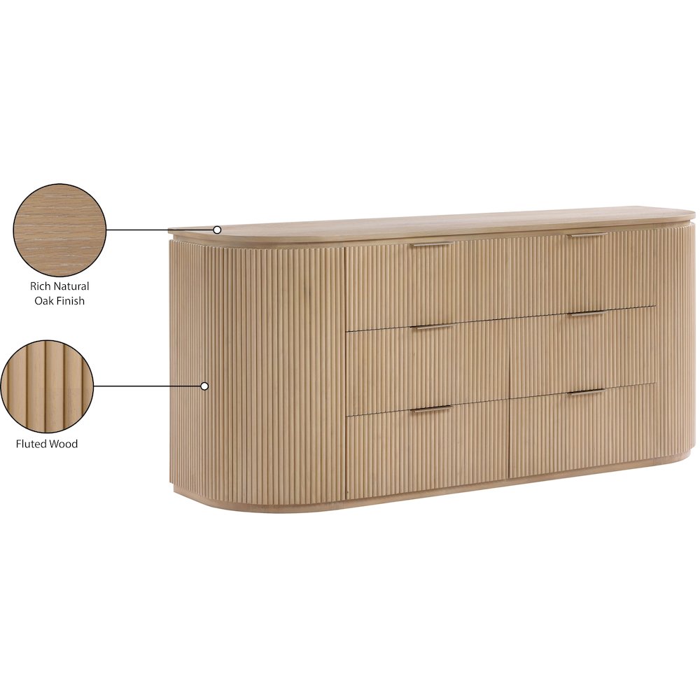 Astrid Natural Solid Wood And Oak Veneer Dresser. Picture 14
