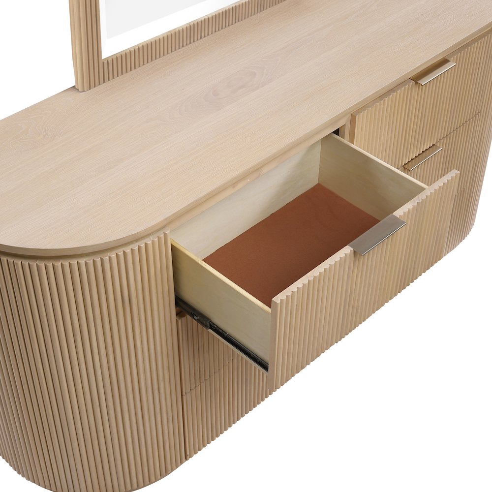 Astrid Natural Solid Wood And Oak Veneer Dresser. Picture 6