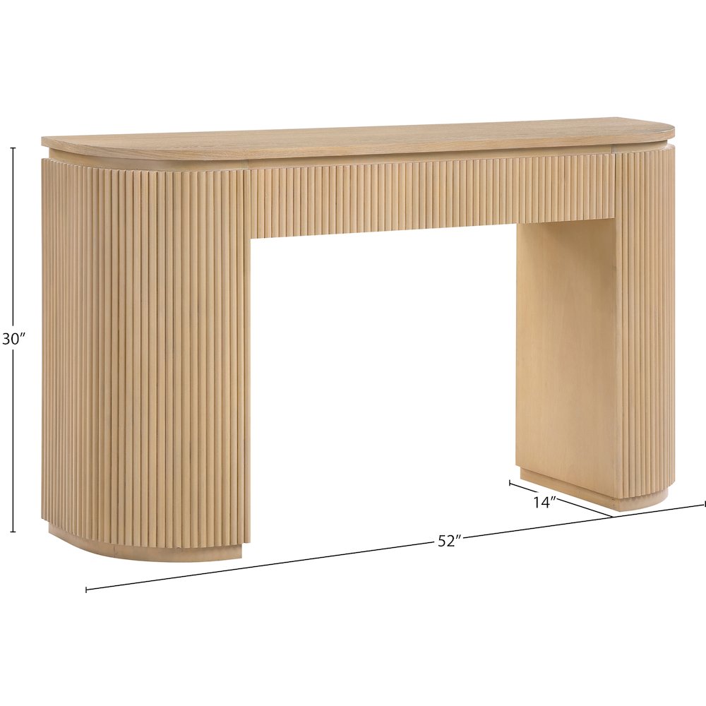 Astrid Natural Solid Wood And Oak Veneer Console Table. Picture 10