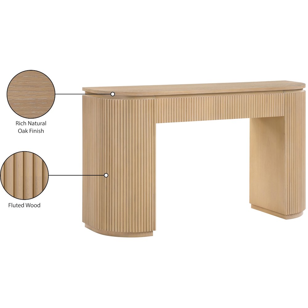 Astrid Natural Solid Wood And Oak Veneer Console Table. Picture 11