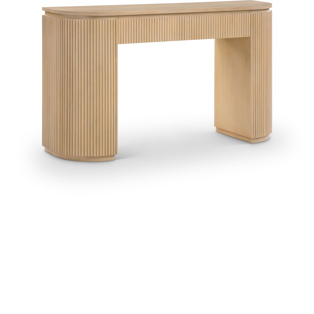 Astrid Natural Solid Wood And Oak Veneer Console Table. Picture 1