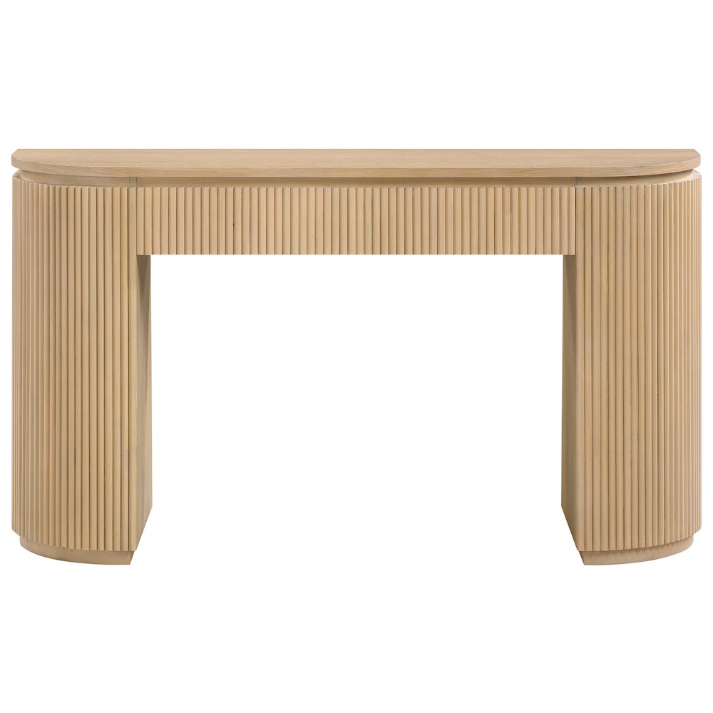 Astrid Natural Solid Wood And Oak Veneer Console Table. Picture 2