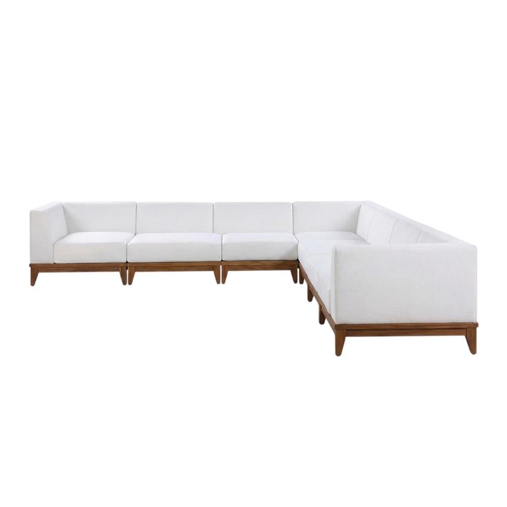 Contemporary White Fabric Outdoor Patio Modular Sectional For Lounge Area. Picture 1