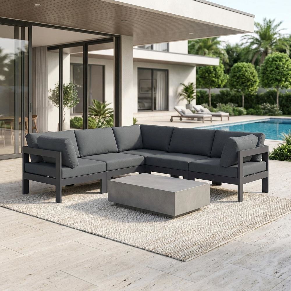 Gray Fabric Outdoor Patio Modular Sectional With Contemporary Style. Picture 3