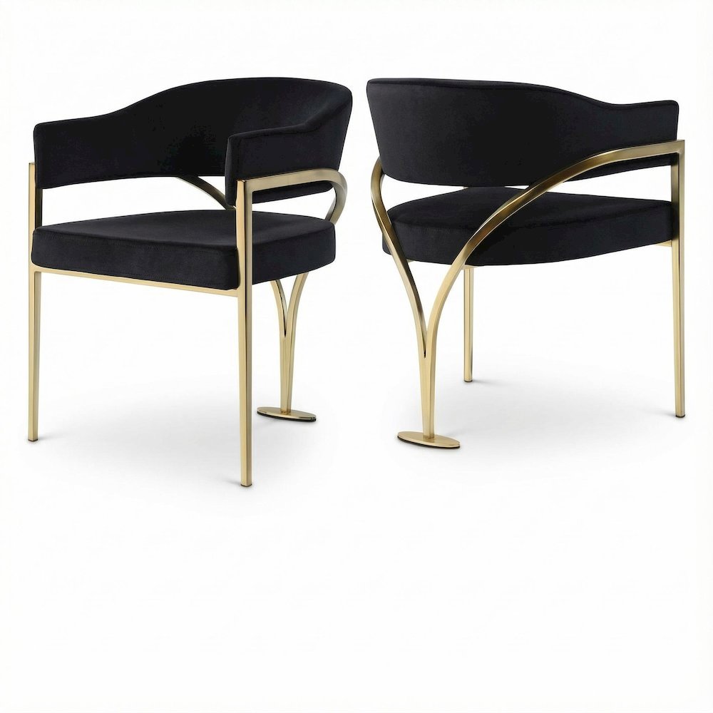 Gold Upholstered Dining Chairs Set of 2 with Armrests and Contemporary Design. Picture 1