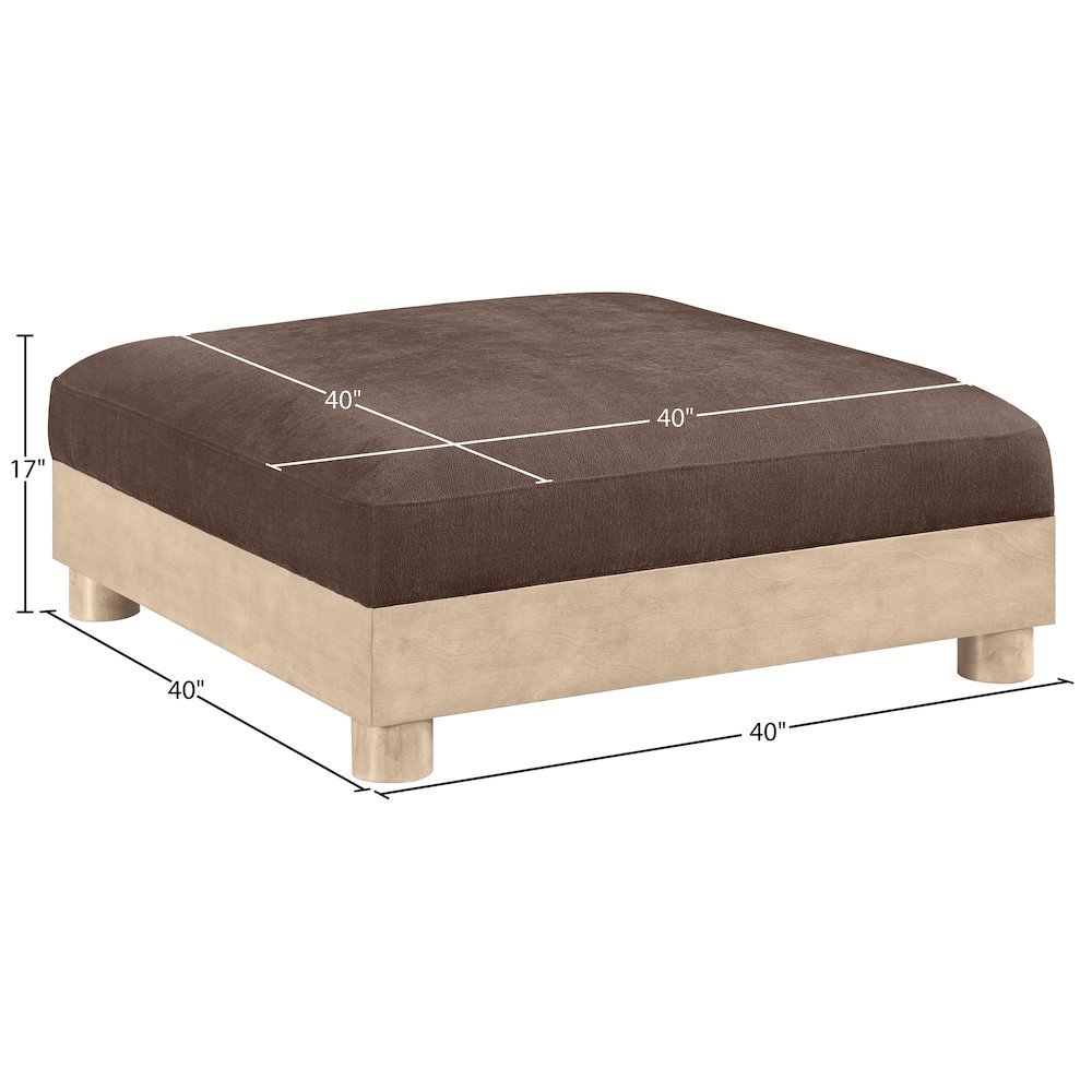 Turin Brown Chenille Fabric Upholstered Modular Ottoman. Picture 5