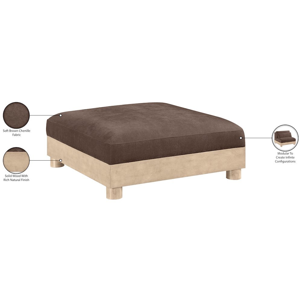 Turin Brown Chenille Fabric Upholstered Modular Ottoman. Picture 6
