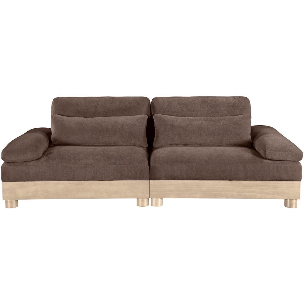 Turin 95.5" Brown Chenille Fabric Upholstered 2pc. Modular Loveseat. Picture 3