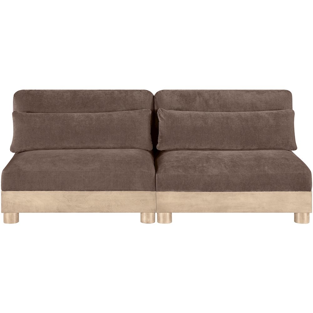 Turin 80" Brown Chenille Fabric Upholstered 2pc. Modular Loveseat. Picture 3