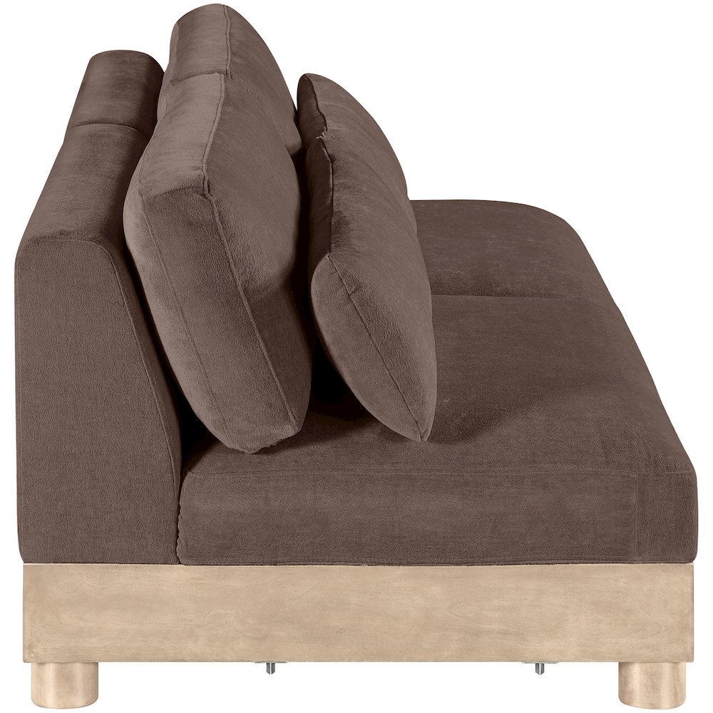 Turin 80" Brown Chenille Fabric Upholstered 2pc. Modular Loveseat. Picture 4