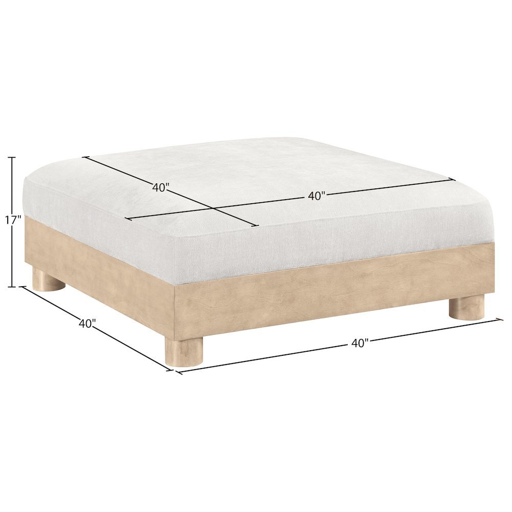 Turin Cream Chenille Fabric Upholstered Modular Ottoman. Picture 5