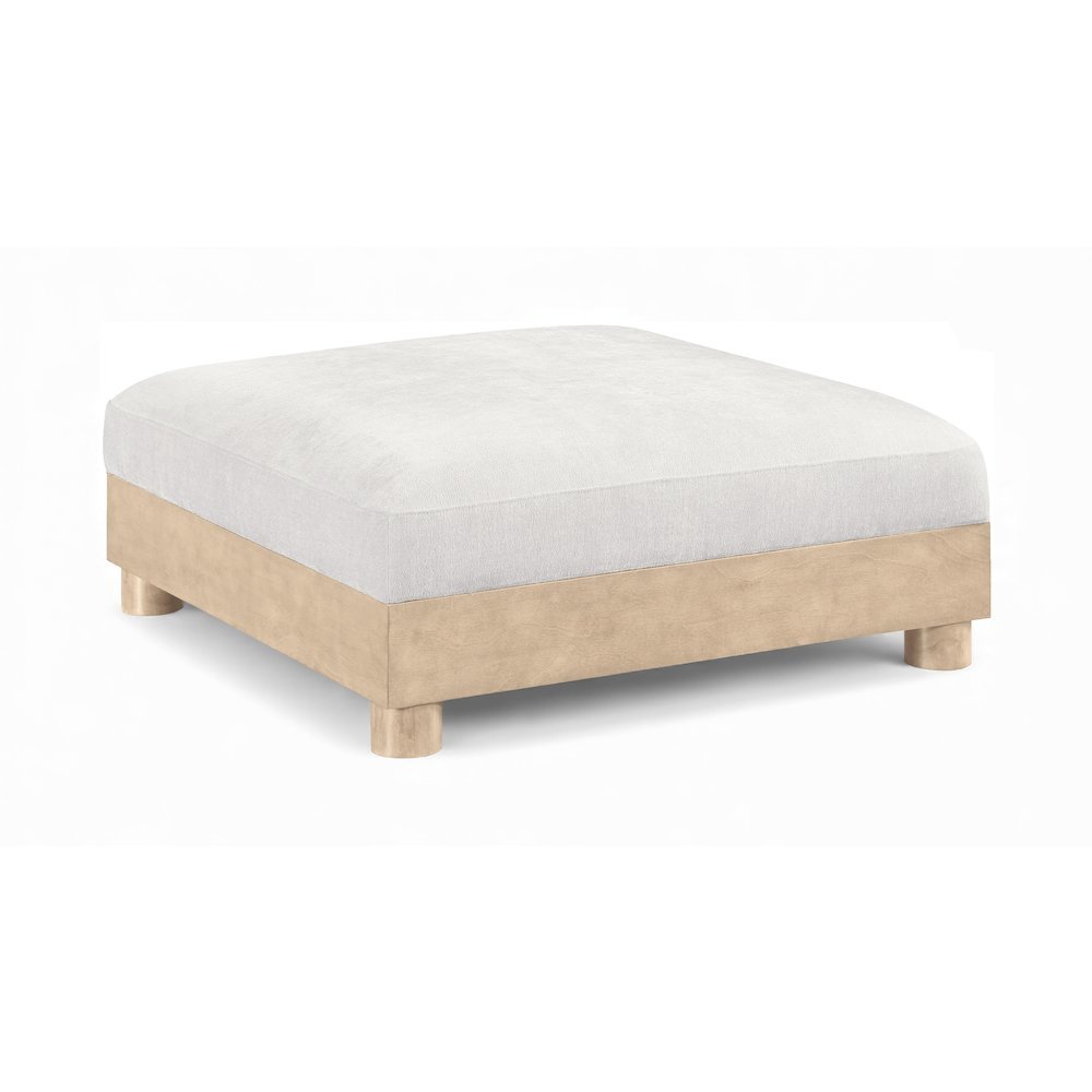 Turin Cream Chenille Fabric Upholstered Modular Ottoman. Picture 1