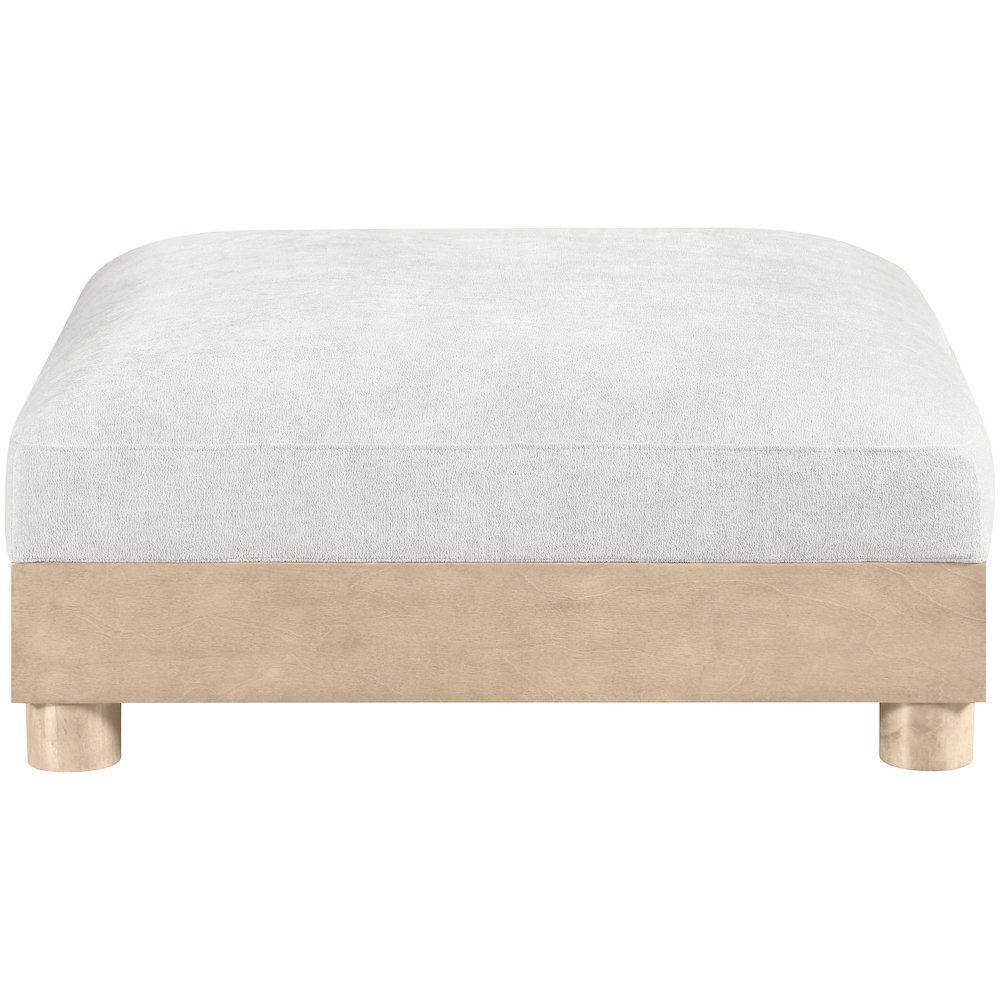 Turin Cream Chenille Fabric Upholstered Modular Ottoman. Picture 3