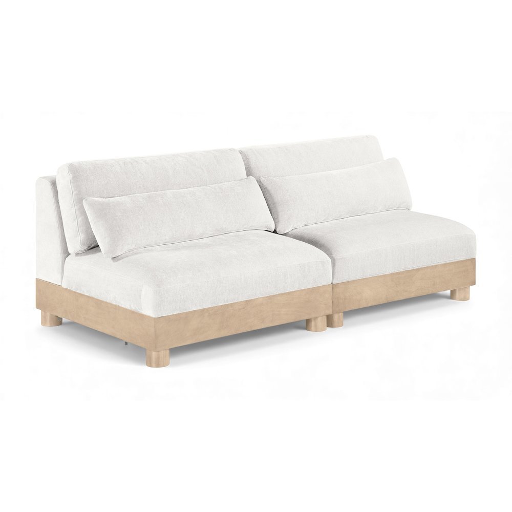 Turin 80" Cream Chenille Fabric Upholstered 2pc. Modular Loveseat. Picture 1