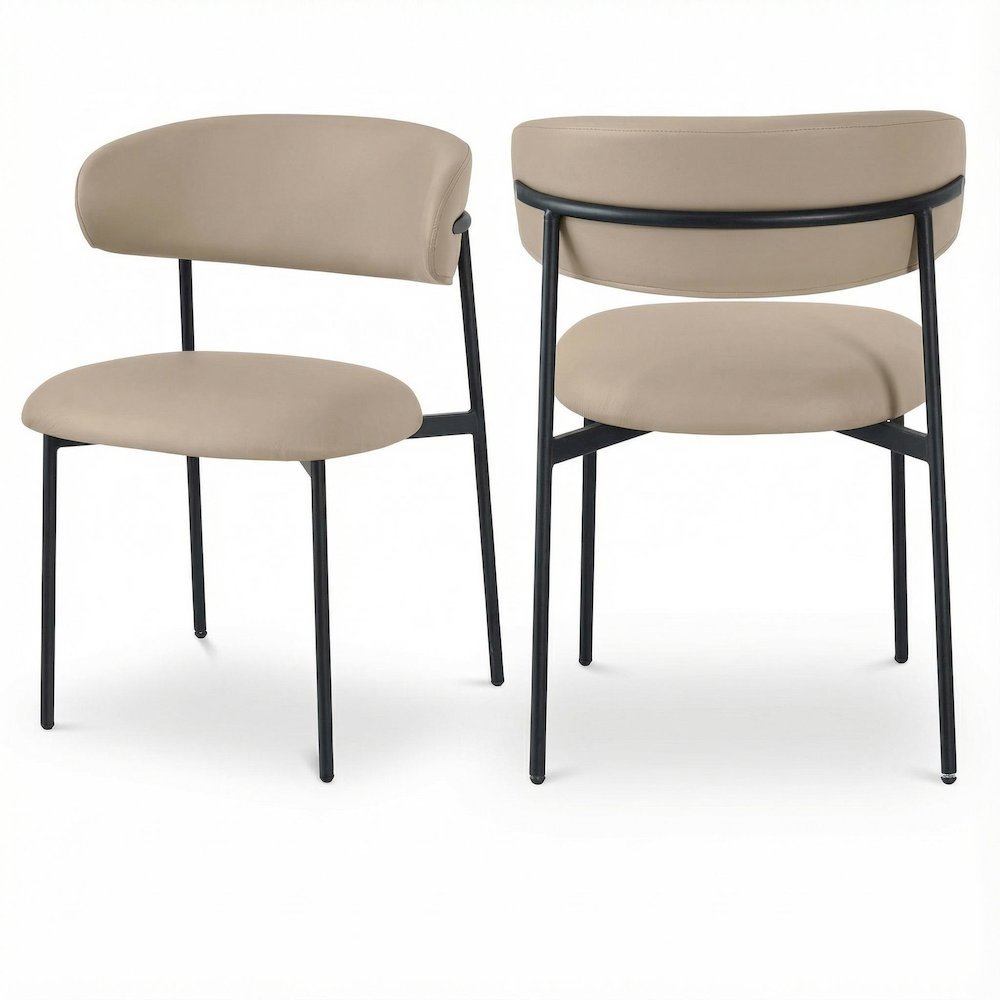 Matte Black Vegan Leather Dining Chairs Set of 2 with Contemporary. Picture 1