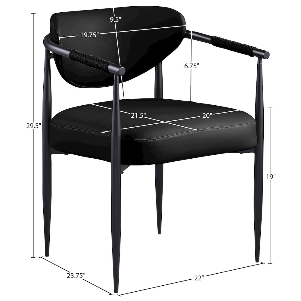Virella Black Vegan Leather Upholstered Dining Chair, Set of 2. Picture 10