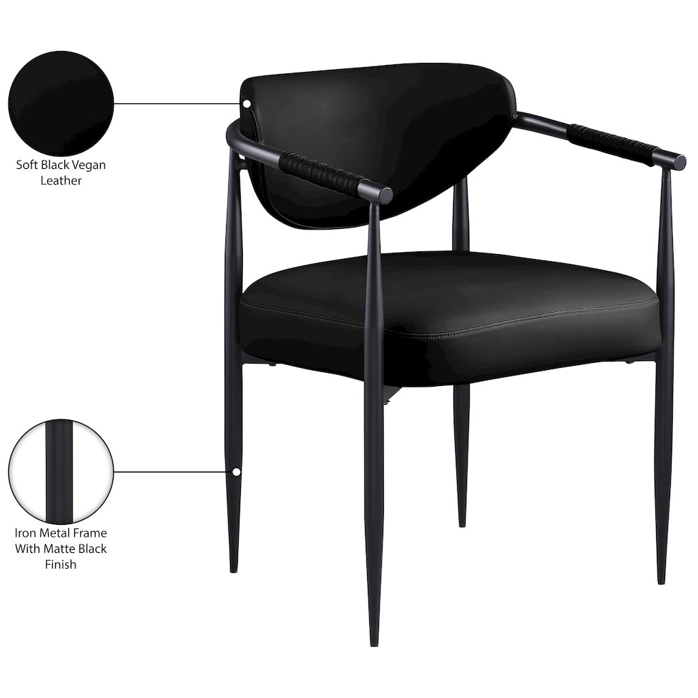 Virella Black Vegan Leather Upholstered Dining Chair, Set of 2. Picture 11
