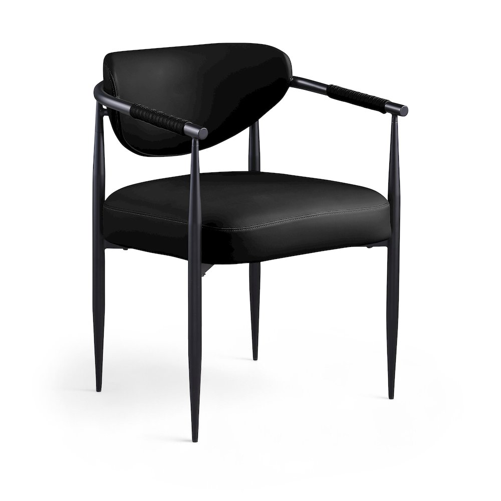 Virella Black Vegan Leather Upholstered Dining Chair, Set of 2. Picture 2