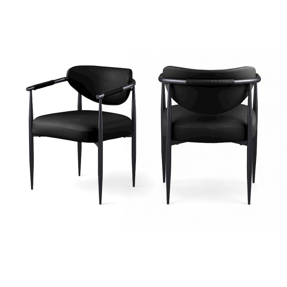Virella Black Vegan Leather Upholstered Dining Chair, Set of 2. Picture 1