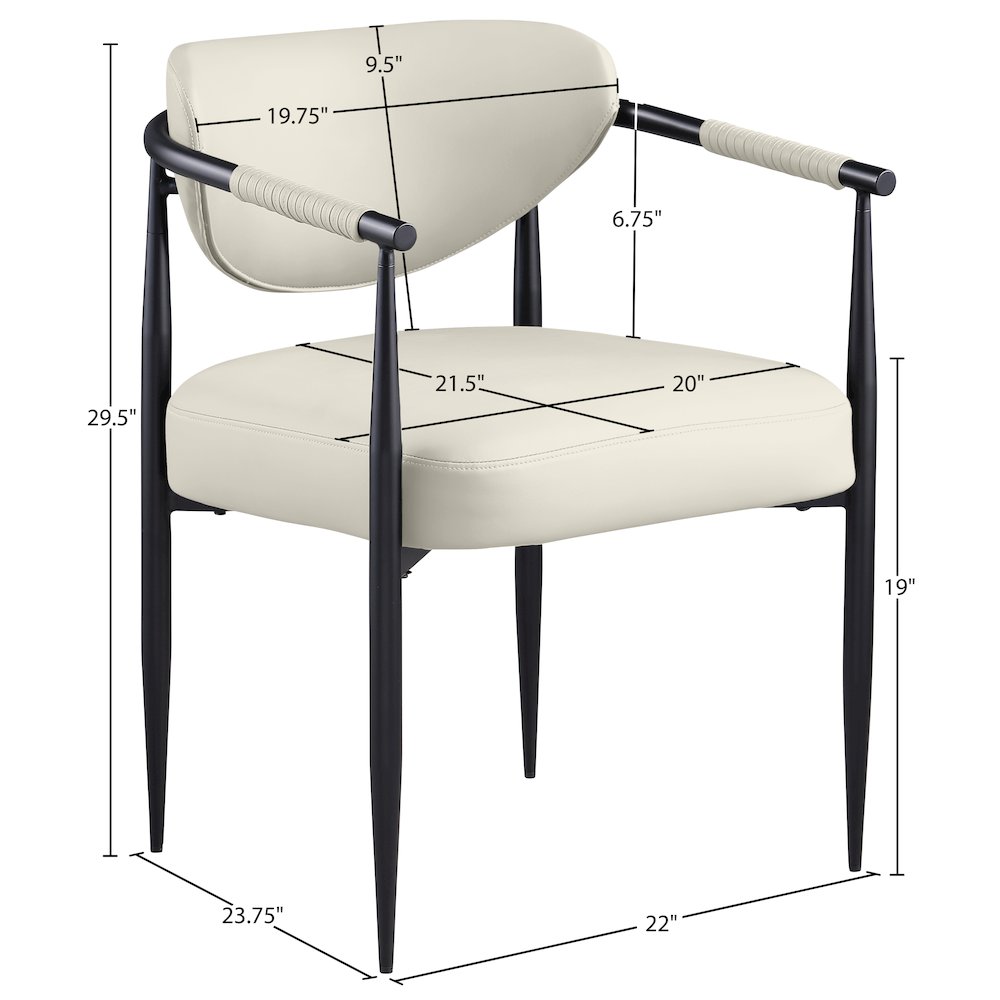 Virella Cream Vegan Leather Upholstered Dining Chair, Set of 2. Picture 10