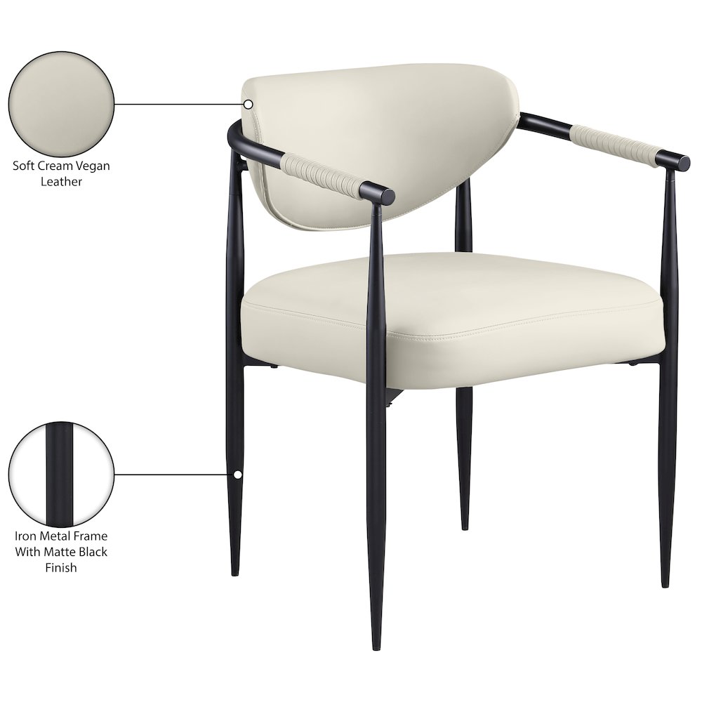 Virella Cream Vegan Leather Upholstered Dining Chair, Set of 2. Picture 11