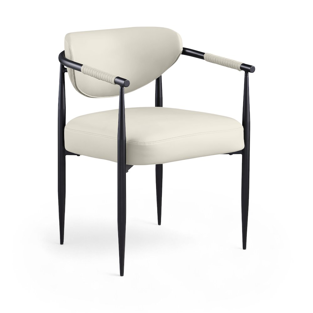 Virella Cream Vegan Leather Upholstered Dining Chair, Set of 2. Picture 2