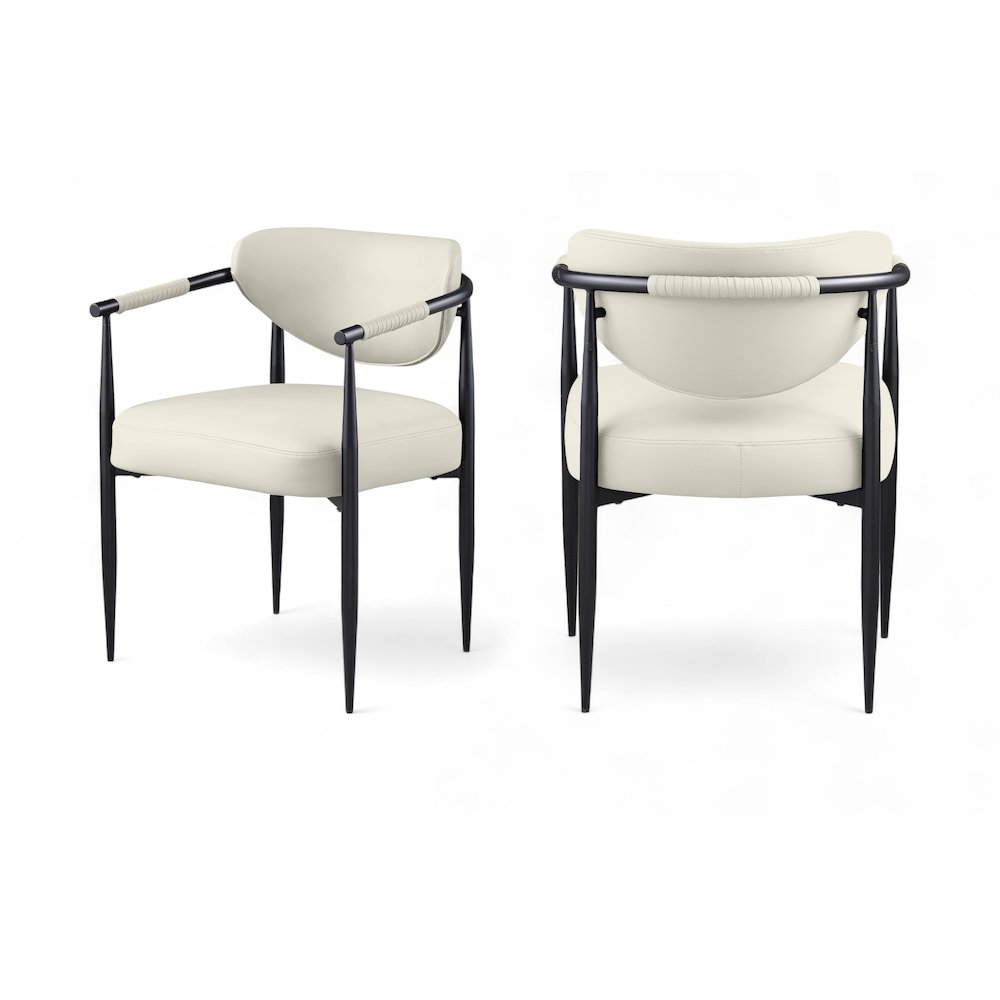 Virella Cream Vegan Leather Upholstered Dining Chair, Set of 2. Picture 1