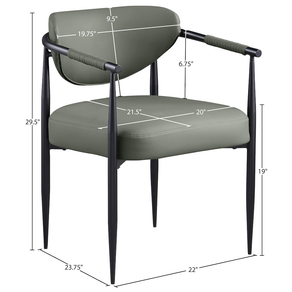 Virella Olive Vegan Leather Upholstered Dining Chair, Set of 2. Picture 10