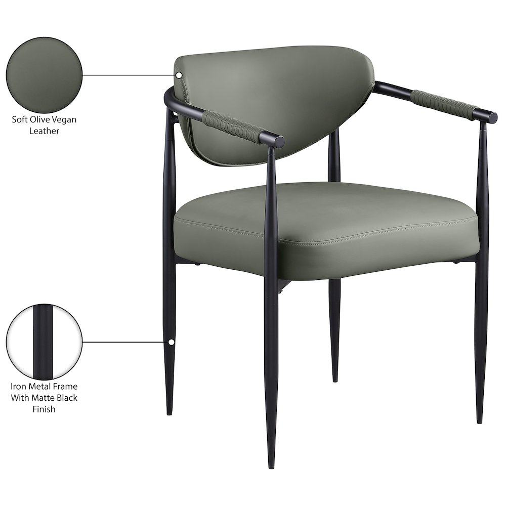 Virella Olive Vegan Leather Upholstered Dining Chair, Set of 2. Picture 11
