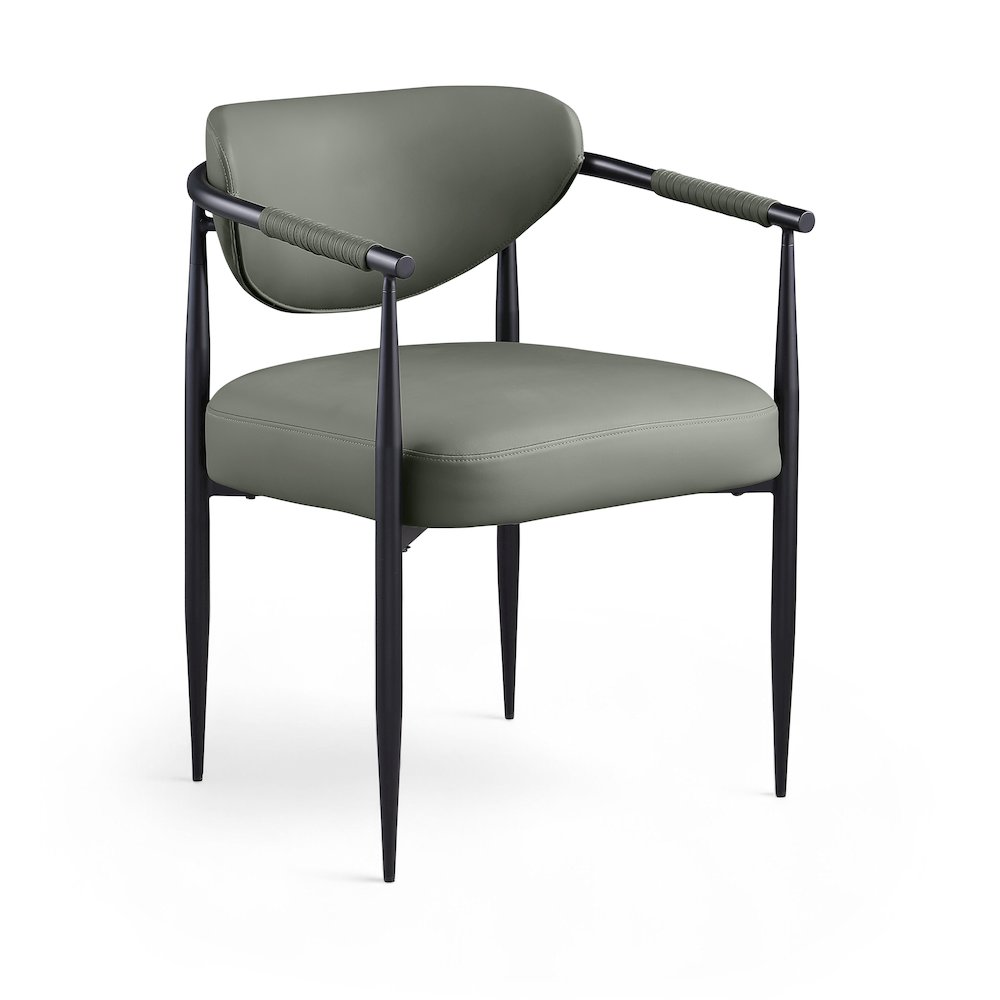 Virella Olive Vegan Leather Upholstered Dining Chair, Set of 2. Picture 2