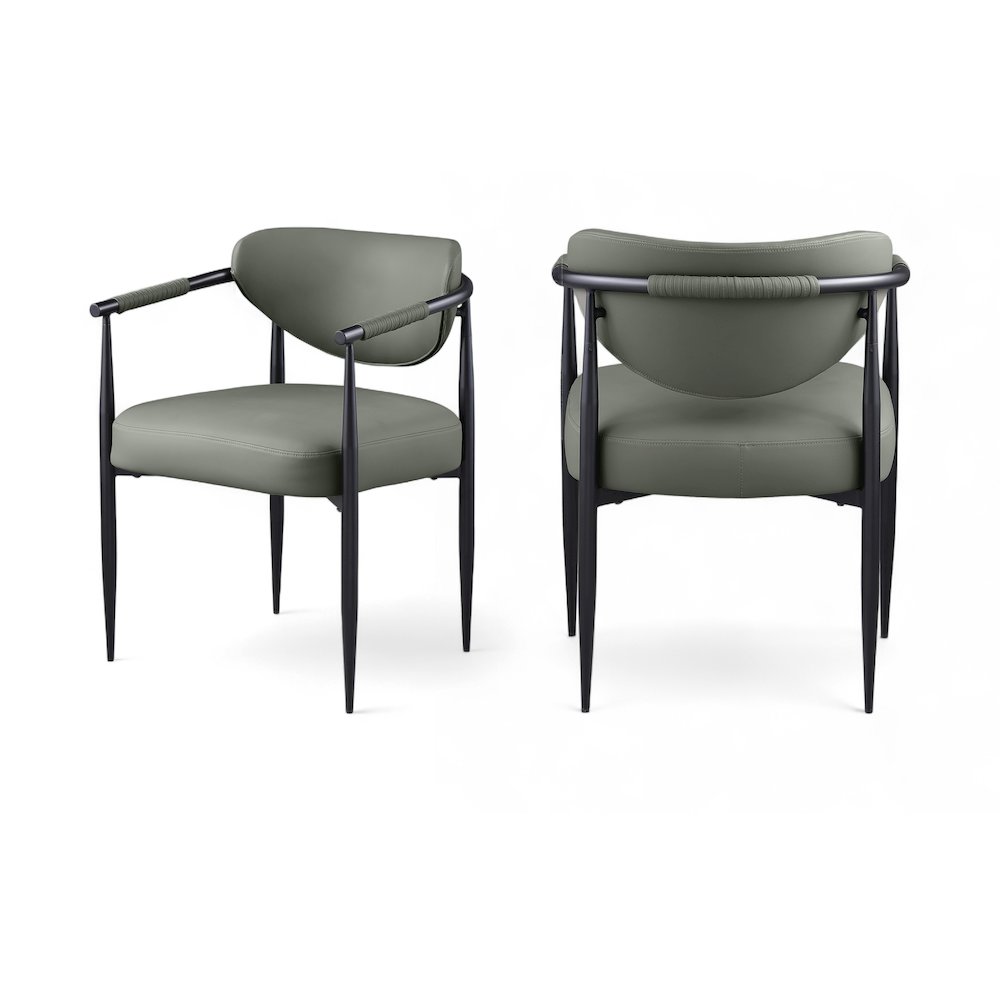 Virella Olive Vegan Leather Upholstered Dining Chair, Set of 2. Picture 1