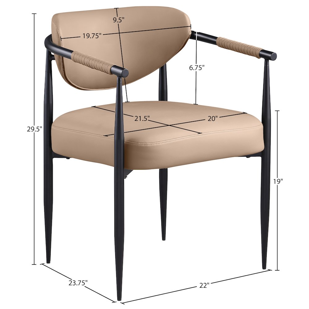 Virella Tan Vegan Leather Upholstered Dining Chair, Set of 2. Picture 10