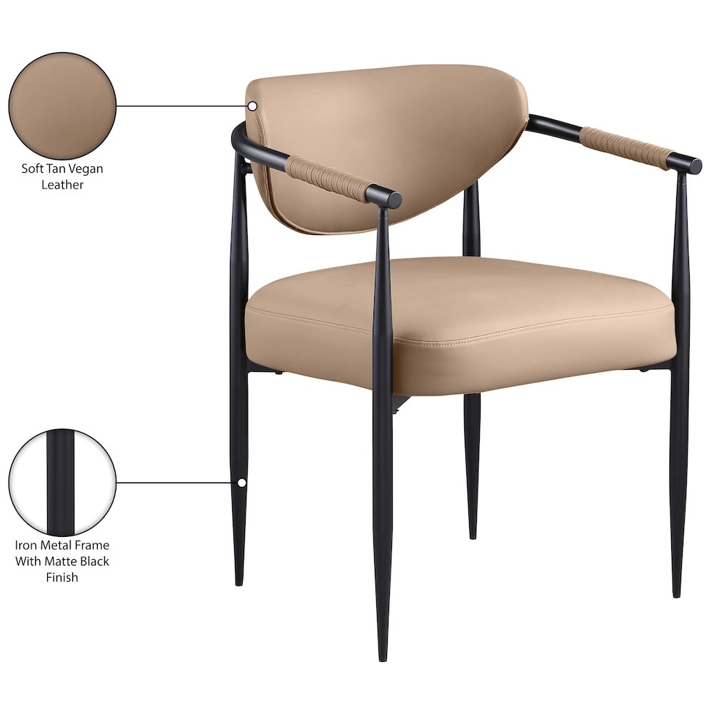 Virella Tan Vegan Leather Upholstered Dining Chair, Set of 2. Picture 11
