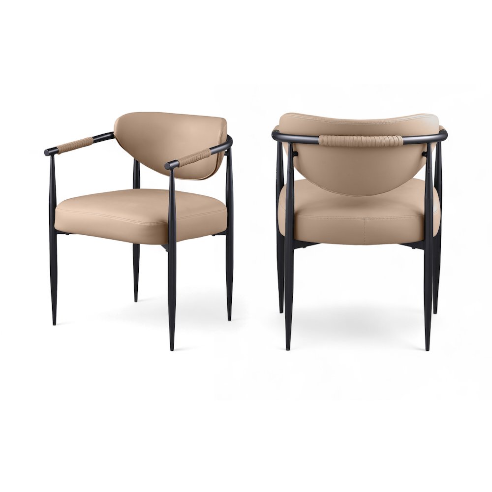 Virella Tan Vegan Leather Upholstered Dining Chair, Set of 2. Picture 1