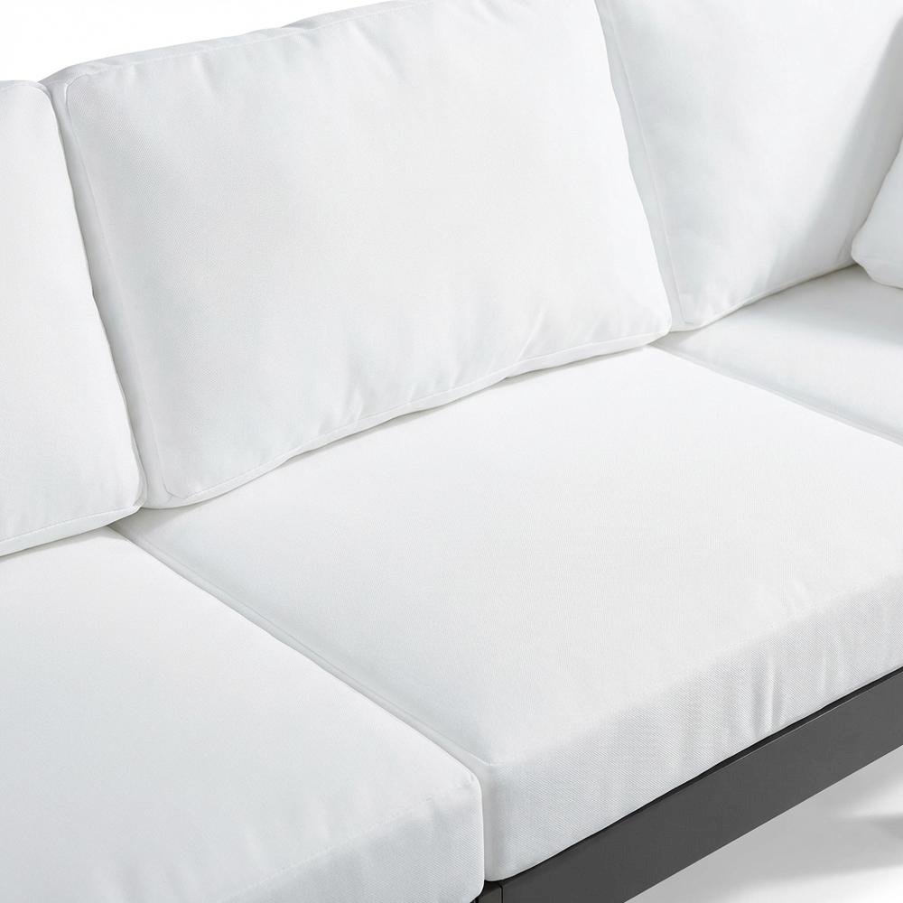 White Fabric Outdoor Modular Sofa With Contemporary Style And Cushioned Back. Picture 5