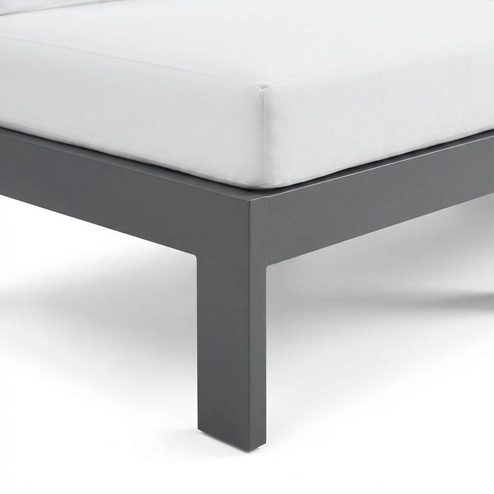 White Fabric Outdoor Patio Modular Sofa With Contemporary Design For Relaxing. Picture 6