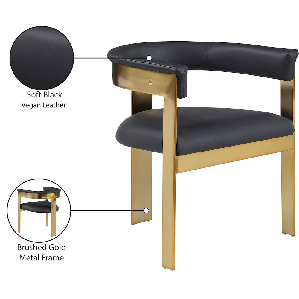 Romeo Black Vegan Leather Dining Chair, Set of 2. Picture 8