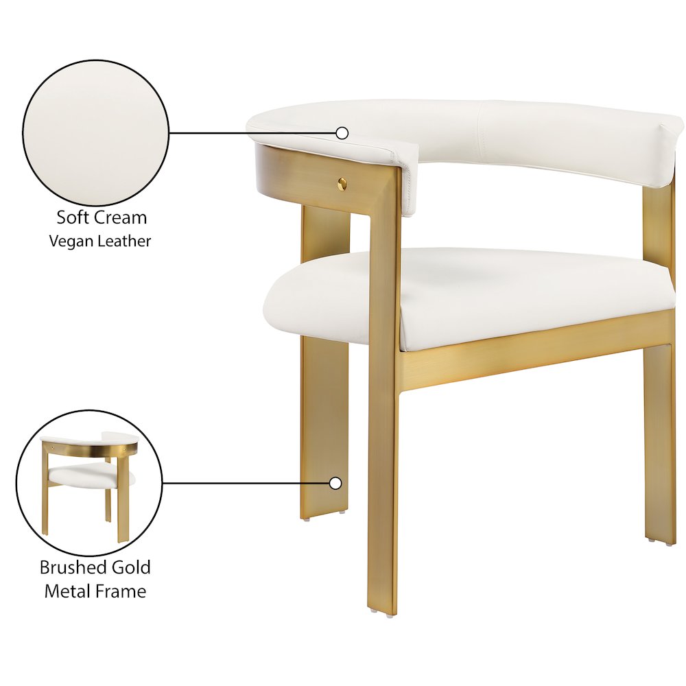 Romeo Cream Vegan Leather Dining Chair, Set of 2. Picture 8