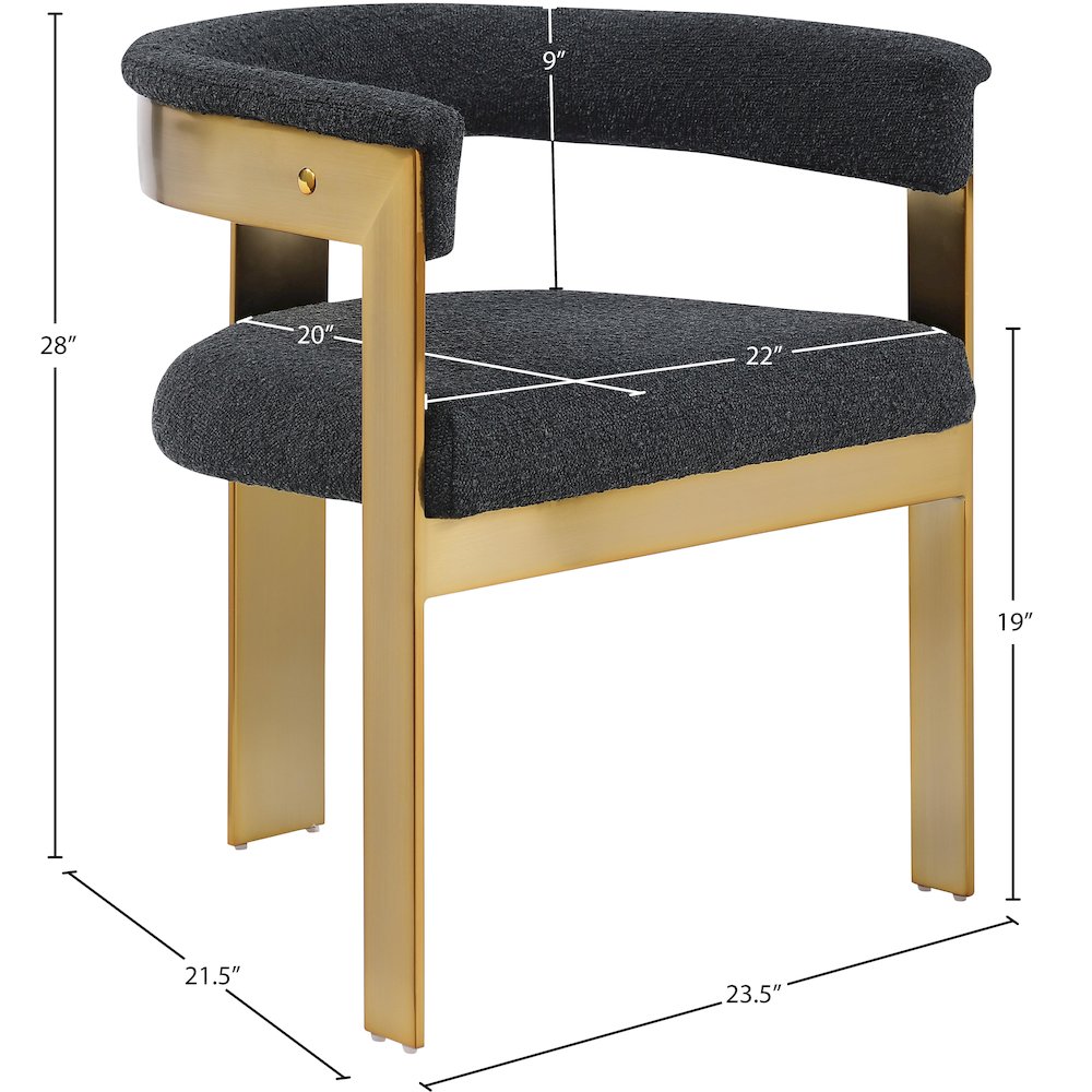 Romeo Black Boucle Fabric Dining Chair, Set of 2. Picture 7